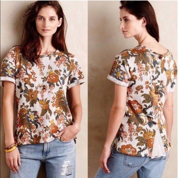 Anthropologie Tops - 💐Anthropologie Saturday Sunday Rosewood FloralTop